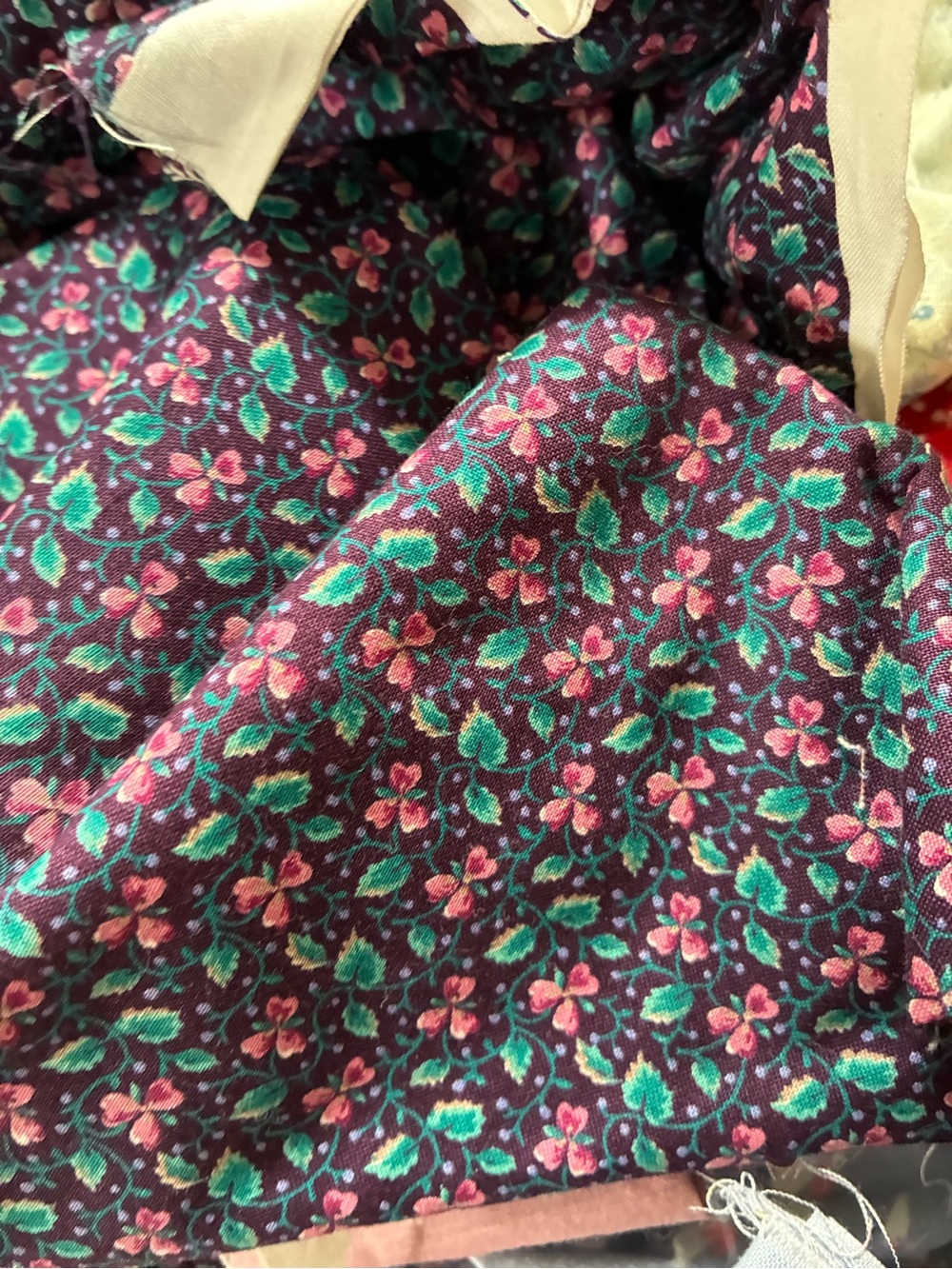 Assorted Floral and Print Cotton Fabric Scraps - Blue, Teal, Pink - Picture 5 of 5